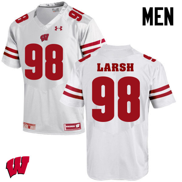 Men Winsconsin Badgers #98 Collin Larsh College Football Jerseys-White